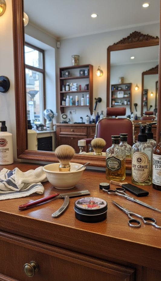 Round sticker with a character design on a textured gray background